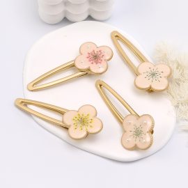 New style solid color resin flower hair clips